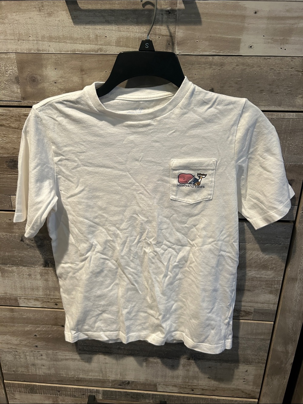 Vineyard Vines Kids White Pocket Tee with Whale Graphic
